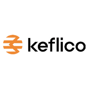 Keflico logo with orange stylized 'K' symbol and black text.