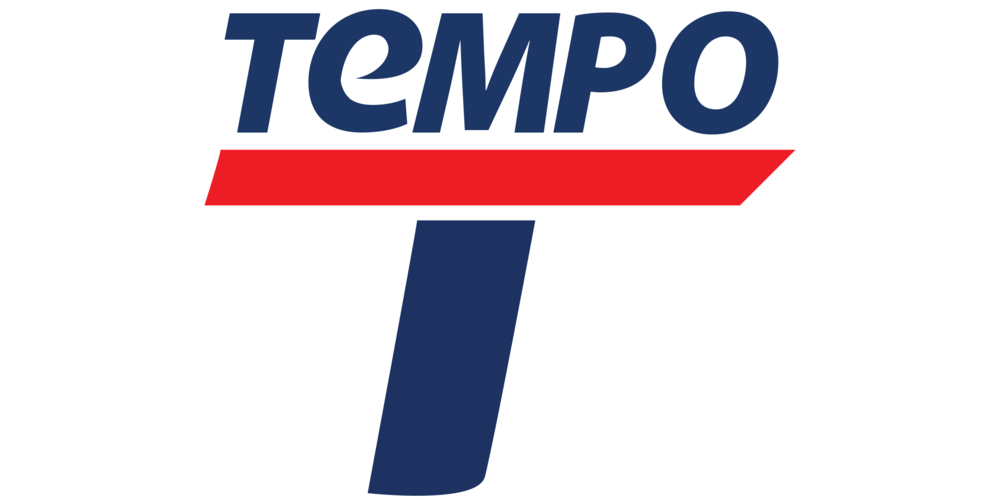 Logo of Tempo, featuring stylized text with a red stripe and a navy blue number 7.