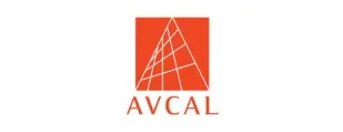 Logo with a red square containing a white grid-like structure and the word 'AVCAL' beneath.