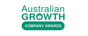Logo for Australian Growth Company Awards, featuring green text on a white background.