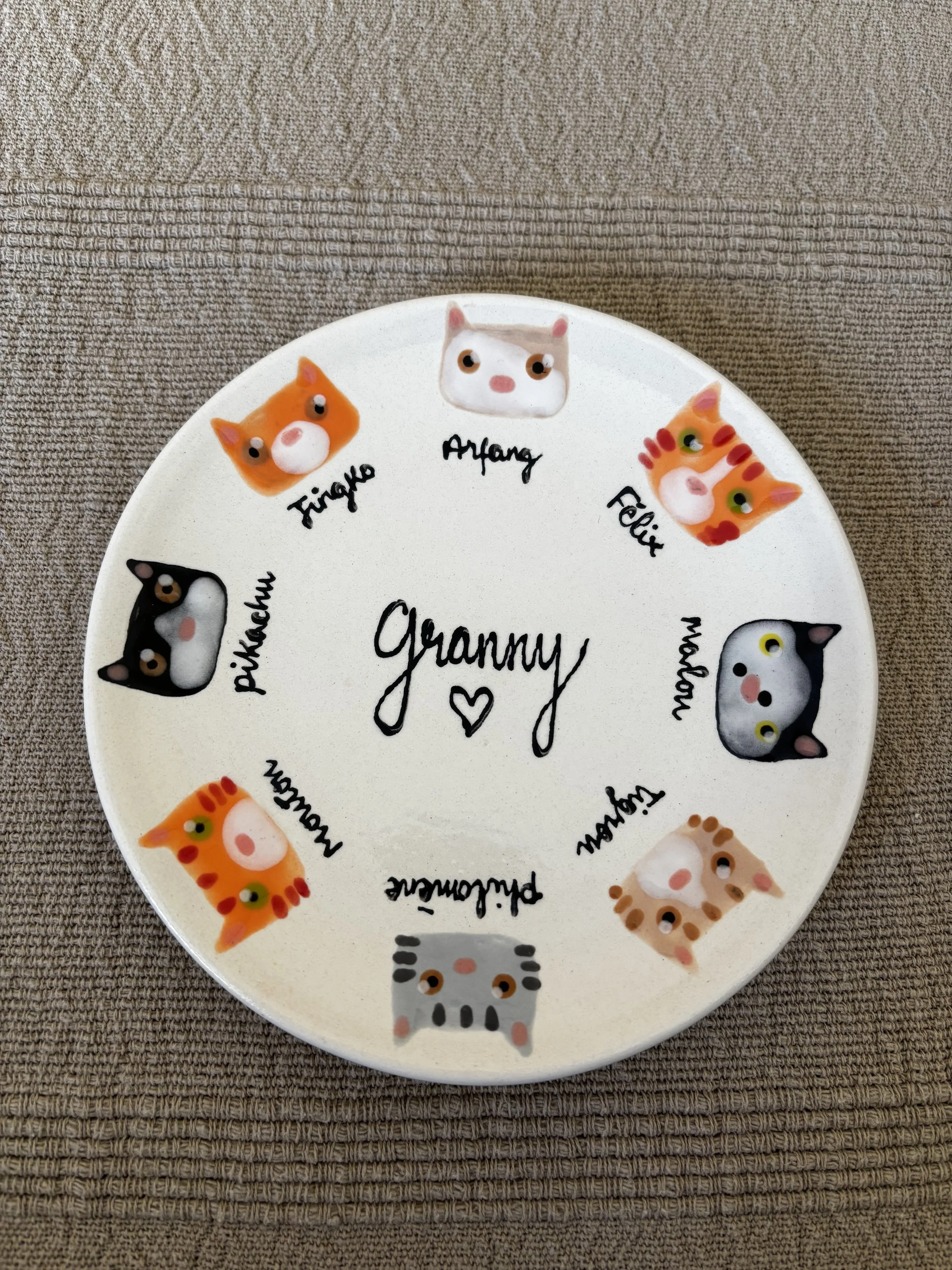 Cat plate I painted for my grandmother