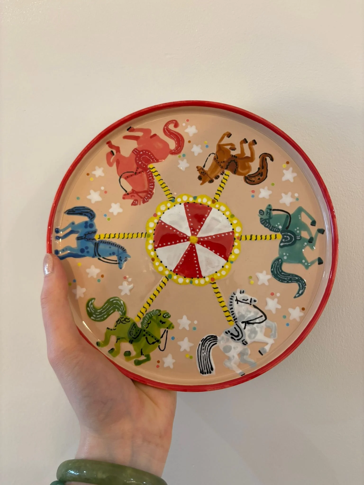 Carousel plate - I was inspired by the horses Illustrated by artist Brandon Campbell. Please scroll to the bottom of the page to view it in motion
