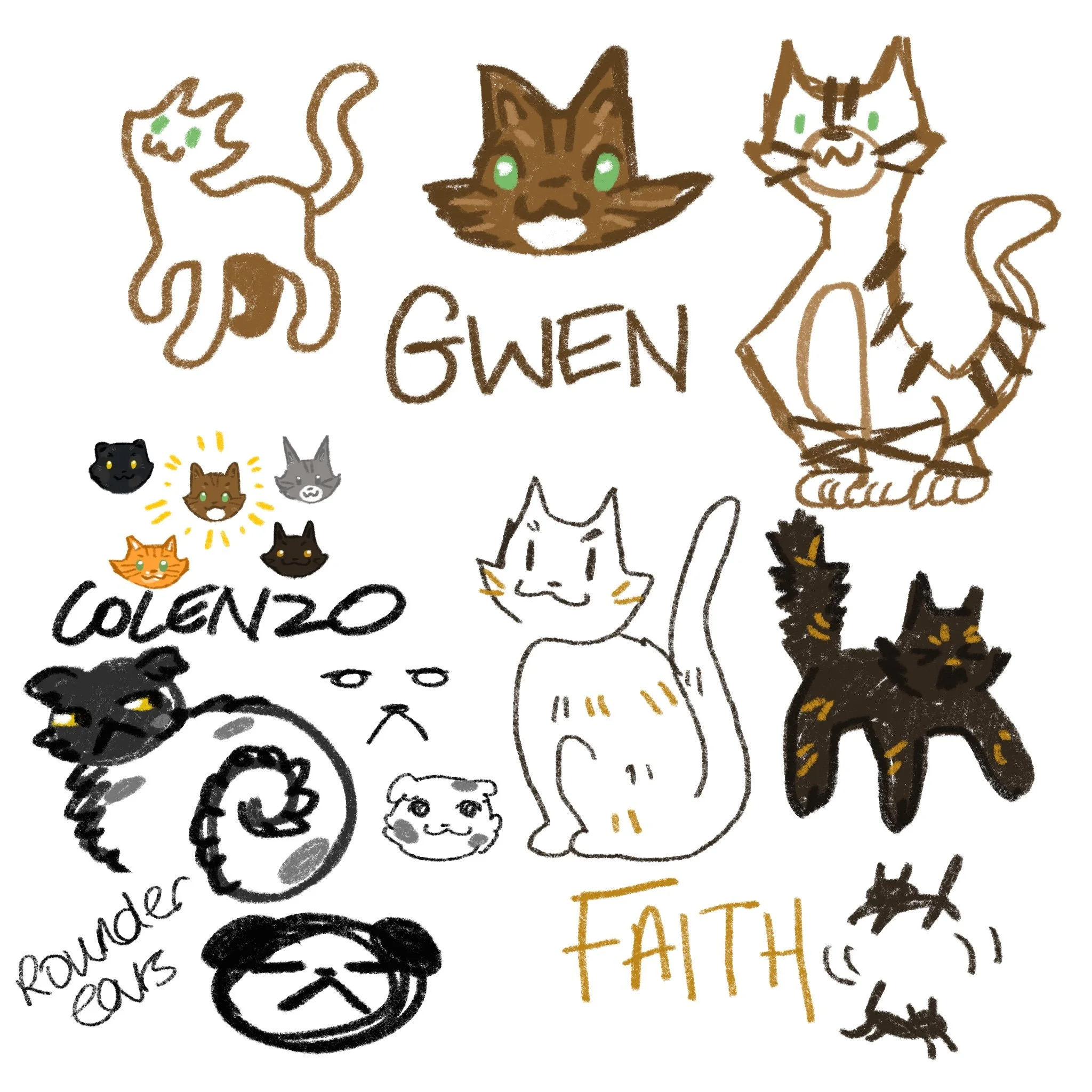 Colenzo, Faith & Gwen sketches