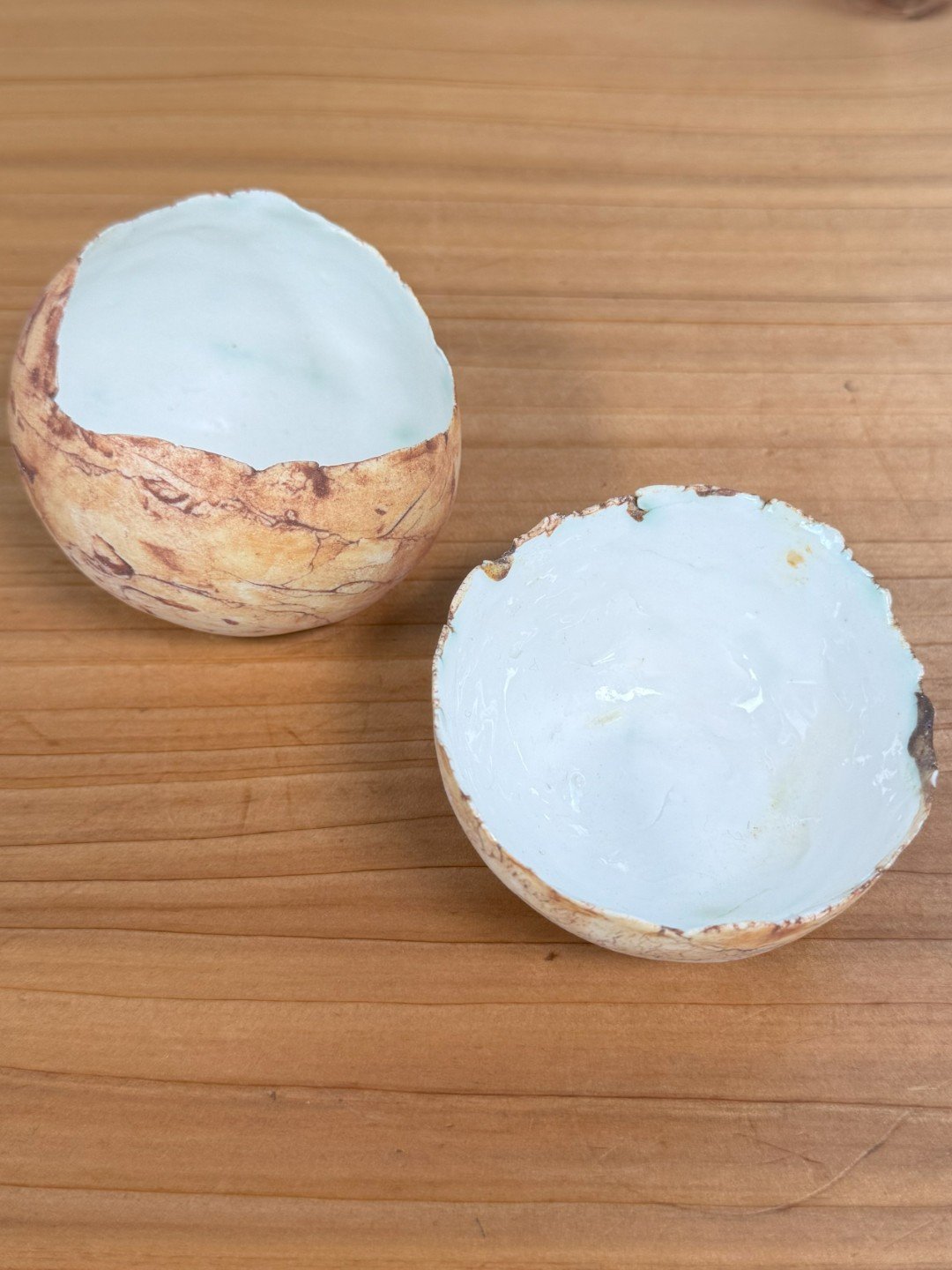 Small delicate eggshell bowl by ceramic Artist Nupur Narain DeTar, high-fired and food-safe.