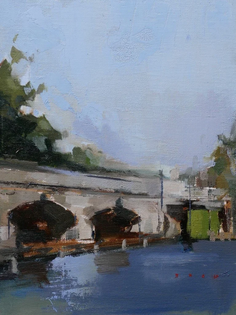 Serpentine Bridge, an original oil painting by Artist Bran Sivas.