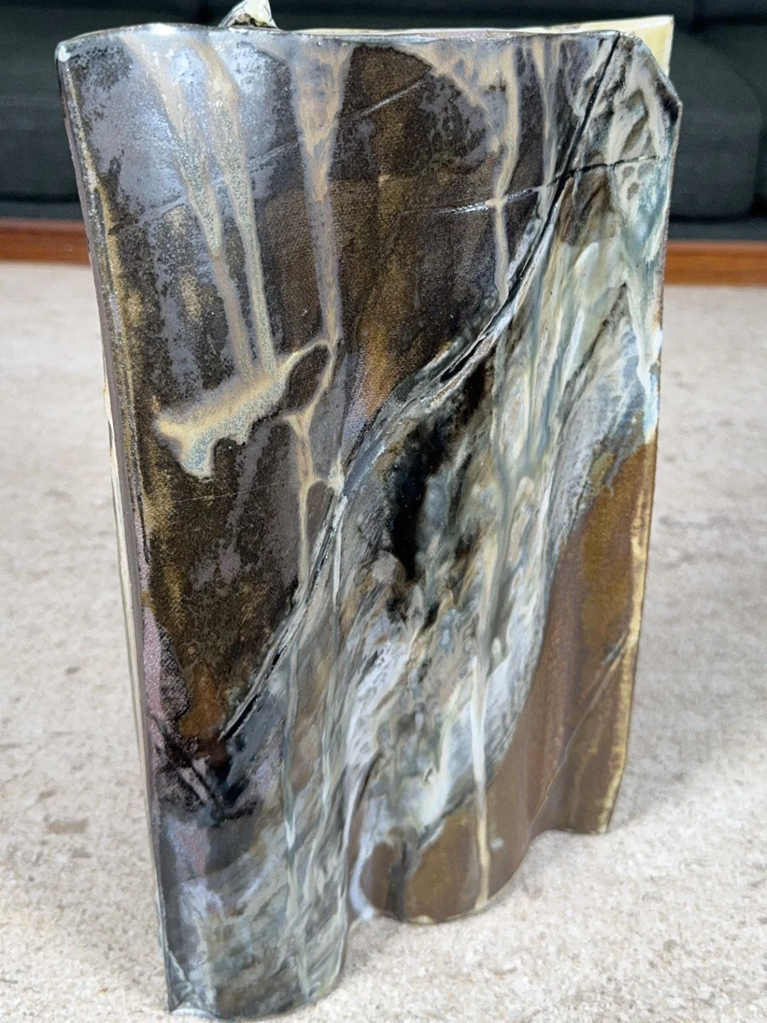 Side view of Rooftile by ceramic Artist Cristina Lorenzet, a beautiful handmade stoneware sculpture available online now.