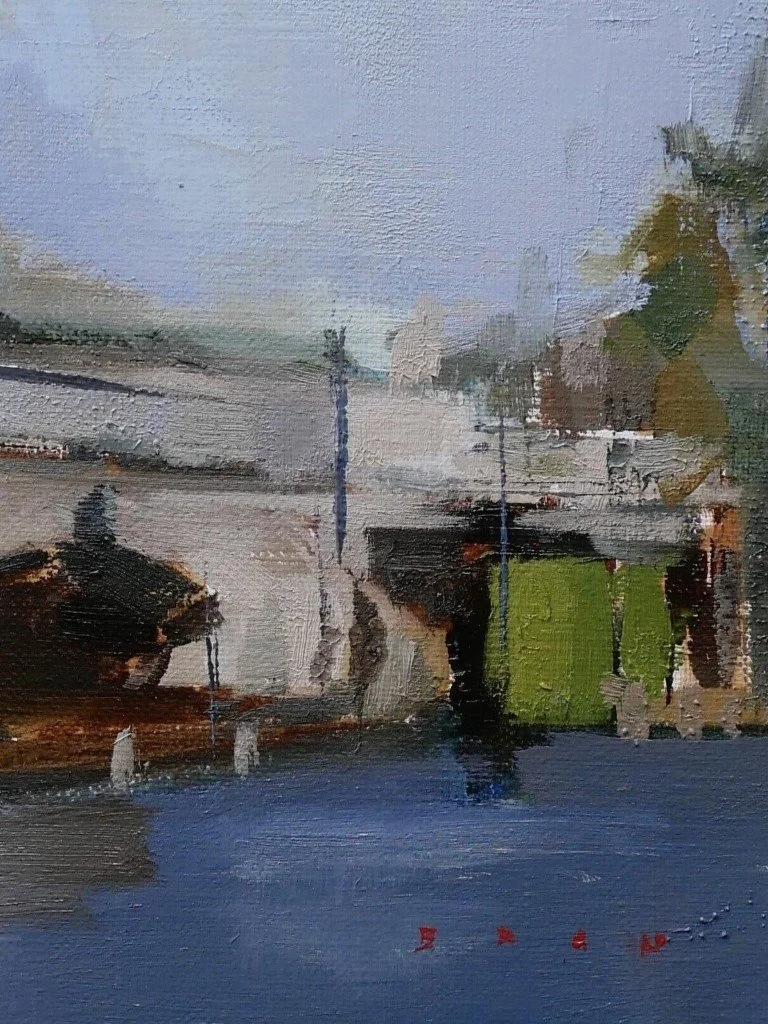 Close-up of Serpentine bridge, an original oil painting by Artist Bran Sivas.