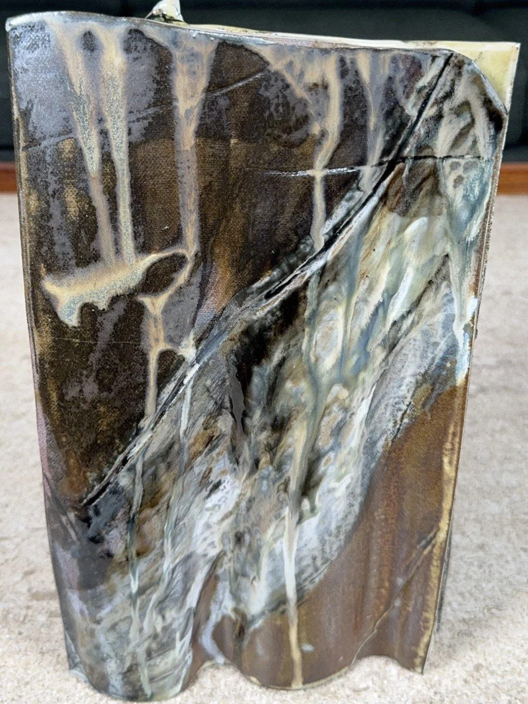 Front view of Rooftile by ceramic Artist Cristina Lorenzet, a stunning and unique handmade stoneware sculpture.