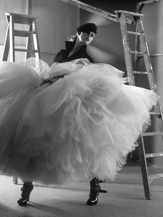 Lulu, a photograph by Carlos Lumiere, showcasing a dress from the Vivienne Westwood archive in Carlos' London Bridge studio.