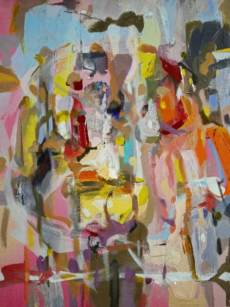 Vibrant abstract oil on canvas painting titled "Selfie" by artist Larissa Hollis.