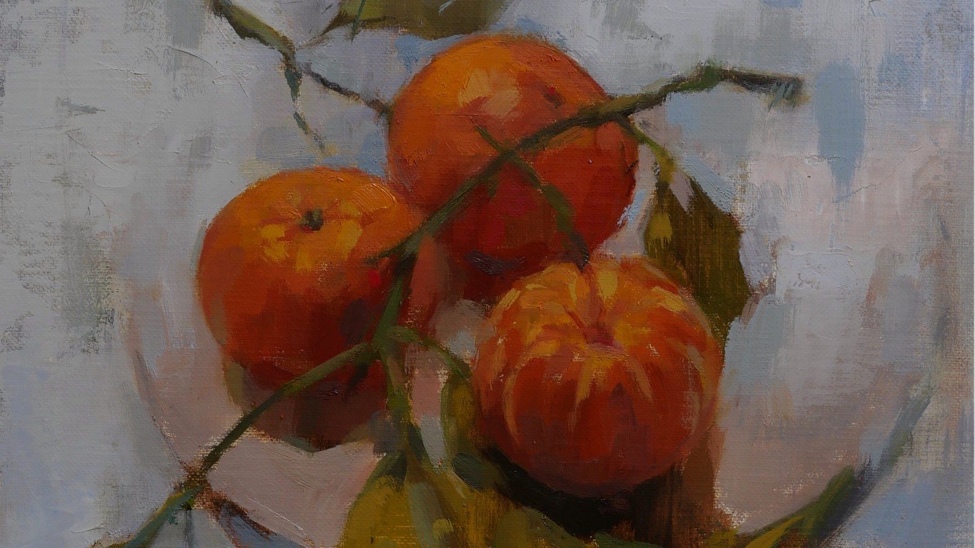 Bran Sivas - oil painting - Clementines on a Plate