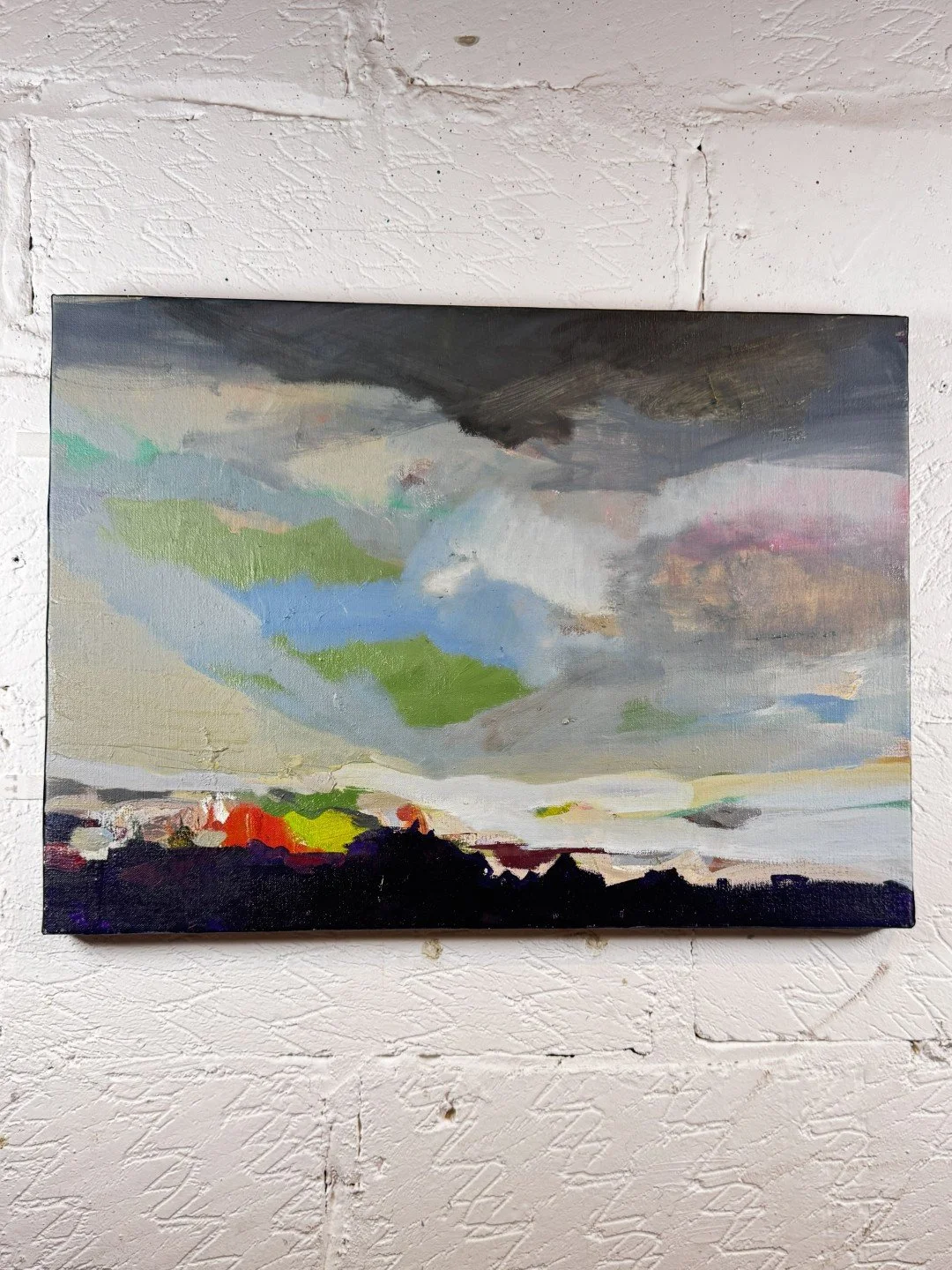 Original oil painting "Bakoven Skies S4" by Larissa Hollis, featuring Cape Town skies and the Berg wind.