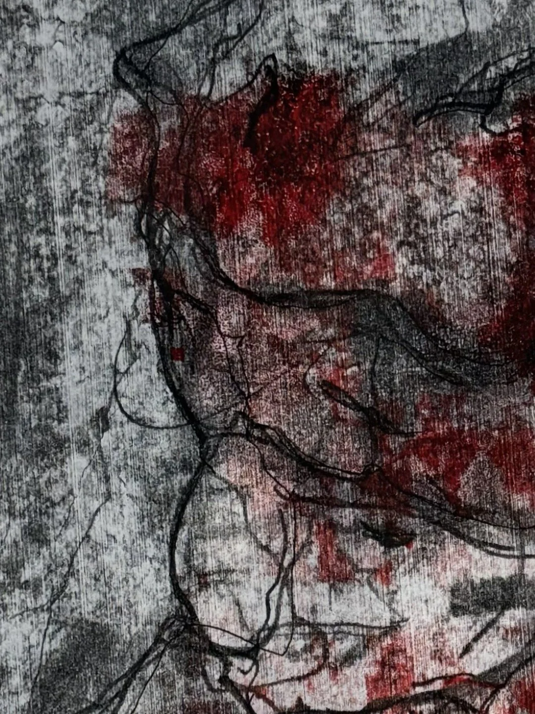 Belvedere Torso (1) by Alla Samarina, details of a monoprint inspired by the much admired fragmentary ancient sculpture.