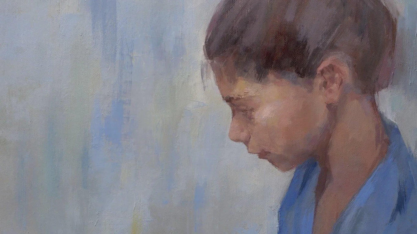 Blue Paper Tiger, an original oil painting by Artist Bran Sivas 