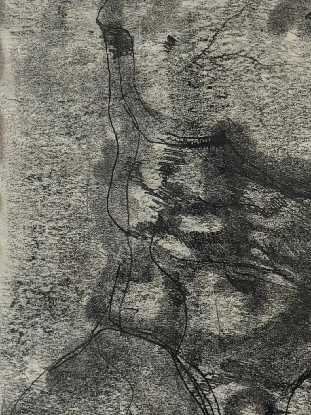 Belvedere Torso (2) by Alla Samarina, details of a monoprint inspired by the much admired fragmentary ancient sculpture.