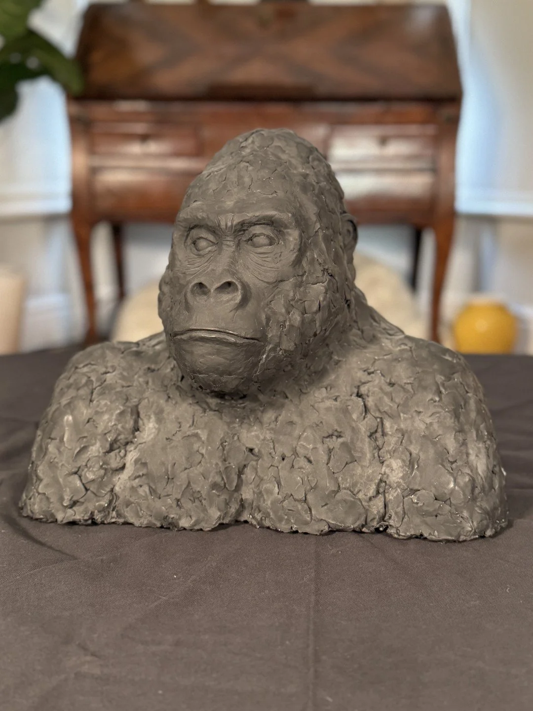 Gorilla Bust, a sculpture by Artist Julien Hipeau, cast in Jesmonite, a sustainable resin chosen for its durability and fine detail.