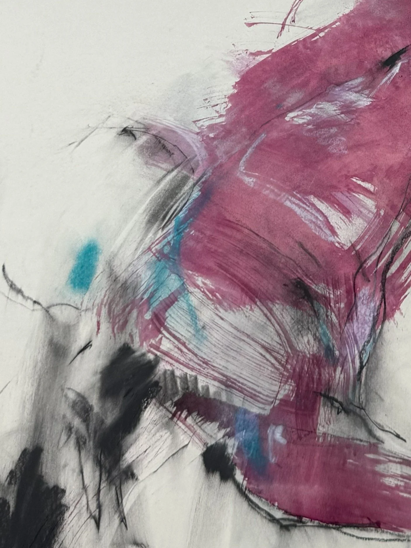 You shake my undertone 1 by Alla Samarina, closeup of life drawing of a male figure, using ink, pastel and charcoal on paper.