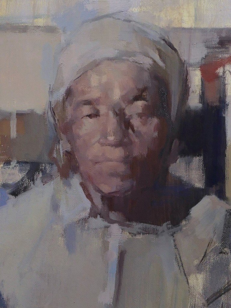 Close-up of Grace by Artist Bran Sivas, a stunning portrait and original oil painting.