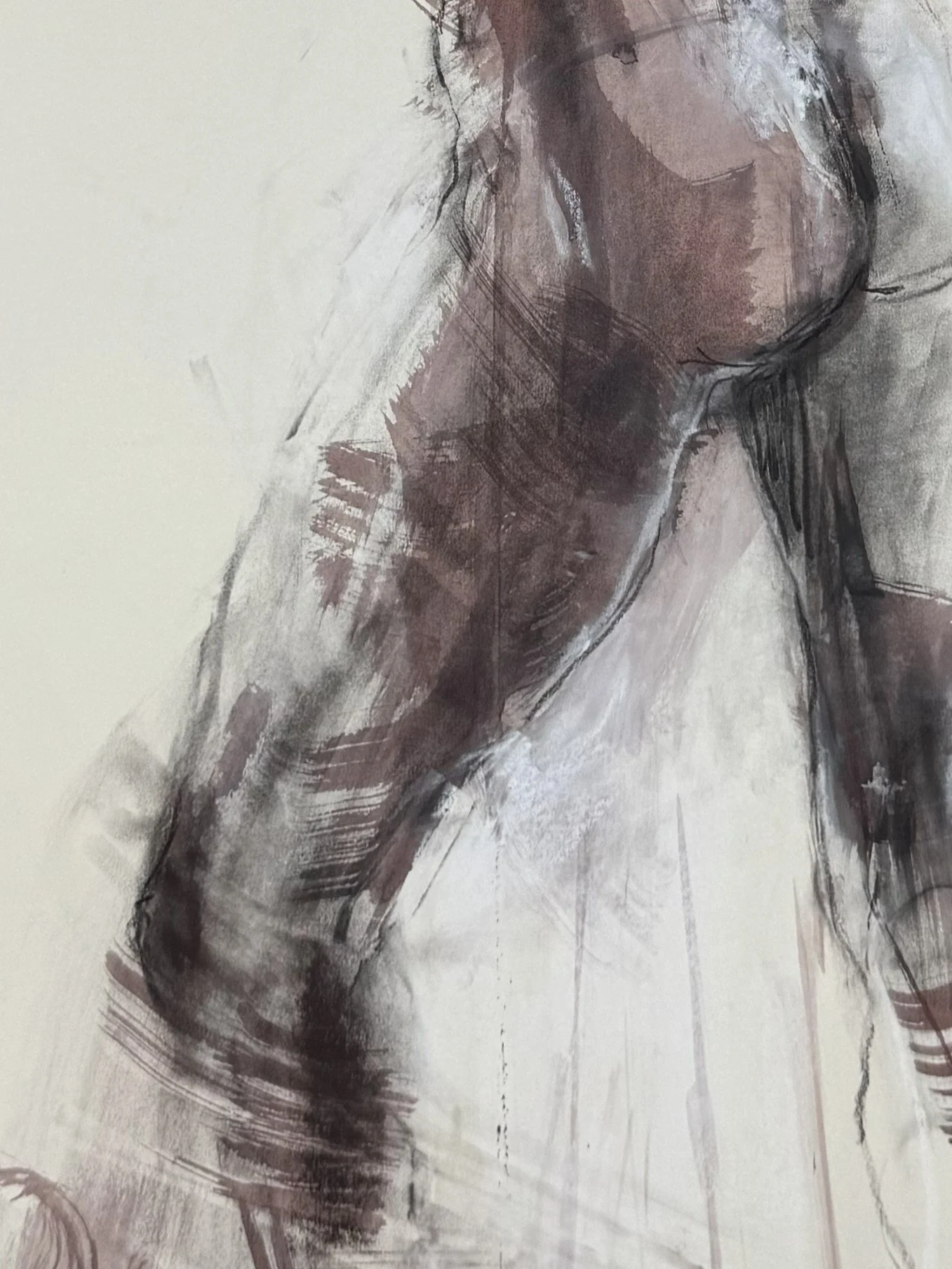 I love the way you move 4 by Artist Alla Samarina, closeup of view of a male figure in motion, using ink and charcoal.