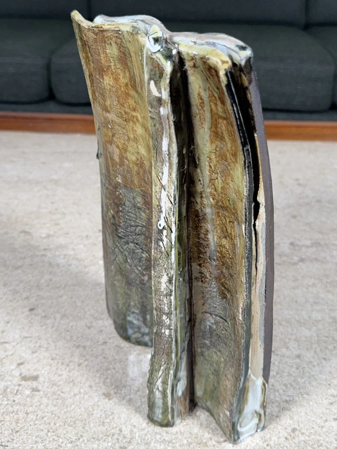 Back view of Rooftile by ceramic Artist Cristina Lorenzet, a beautiful handmade stoneware sculpture available online now.