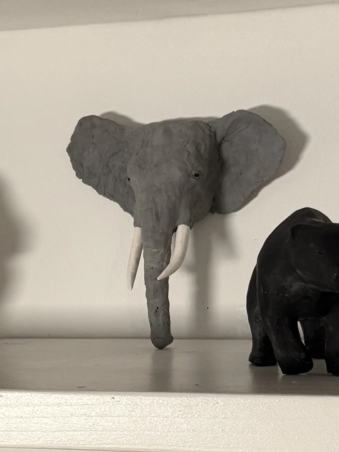 Elephant Head Template by Julien Hipeau, cast in Jesmonite, a preparatory study for a large wooden elephant sculpture.