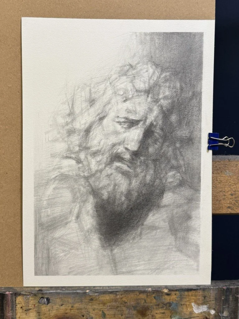Laocoon Sculpture Study, an original drawing by Artist Bran Sivas, using graphite and charcoal on paper.