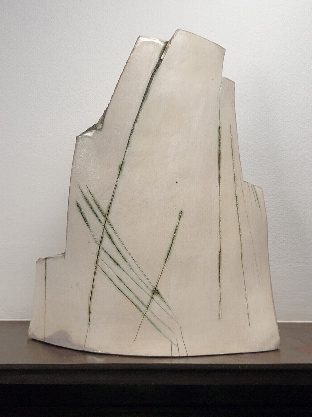 London Façade 1 by Artist Cristina Lorenzet, a white stoneware sculpture inspired by the City of London regeneration project.