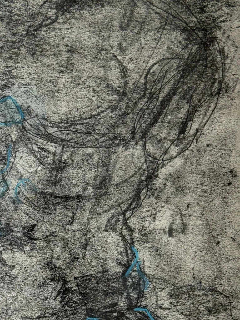 Belvedere Torso (3) by Alla Samarina, details of a monoprint inspired by the much admired fragmentary ancient sculpture.