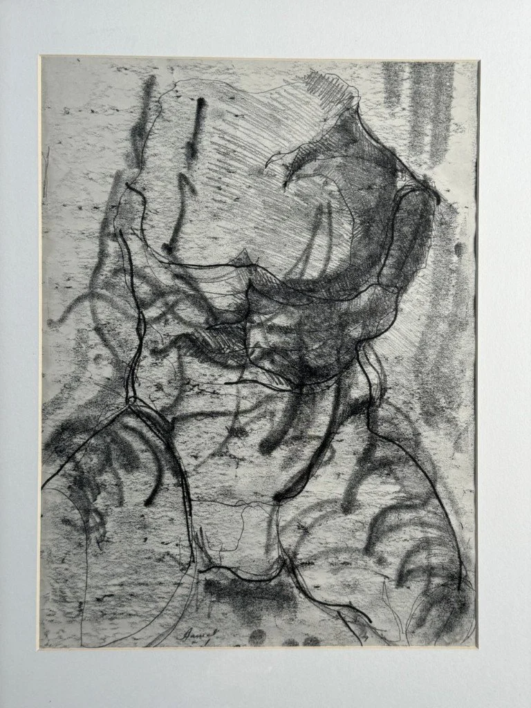 Belvedere Torso (5) by Artist Alla Samarina, a monoprint inspired by the much admired fragmentary ancient sculpture.