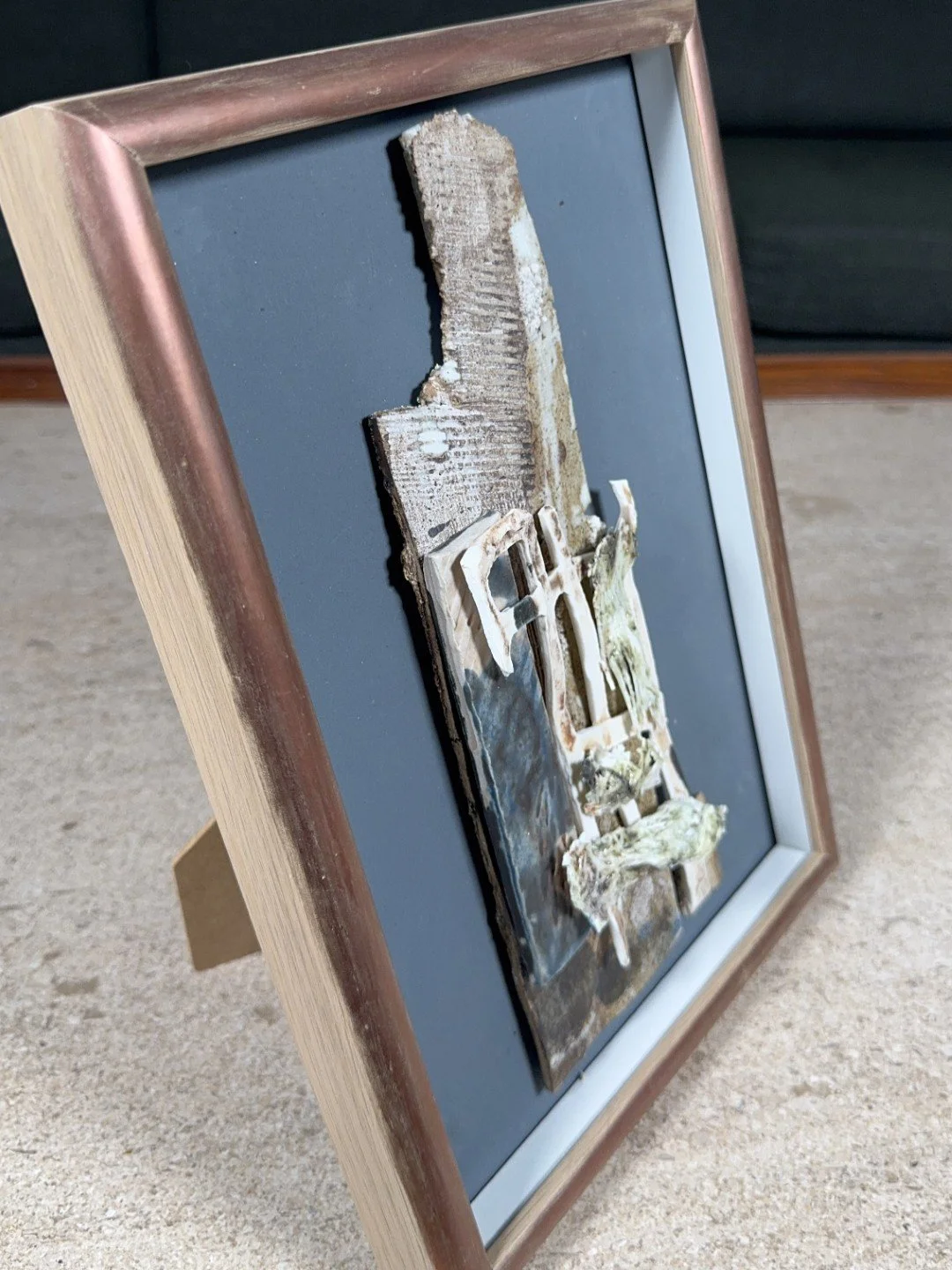 Collage by Artist Cristina Lorenzet, mix of textures, made by fusing together porcelain, white stoneware and grogged clay.