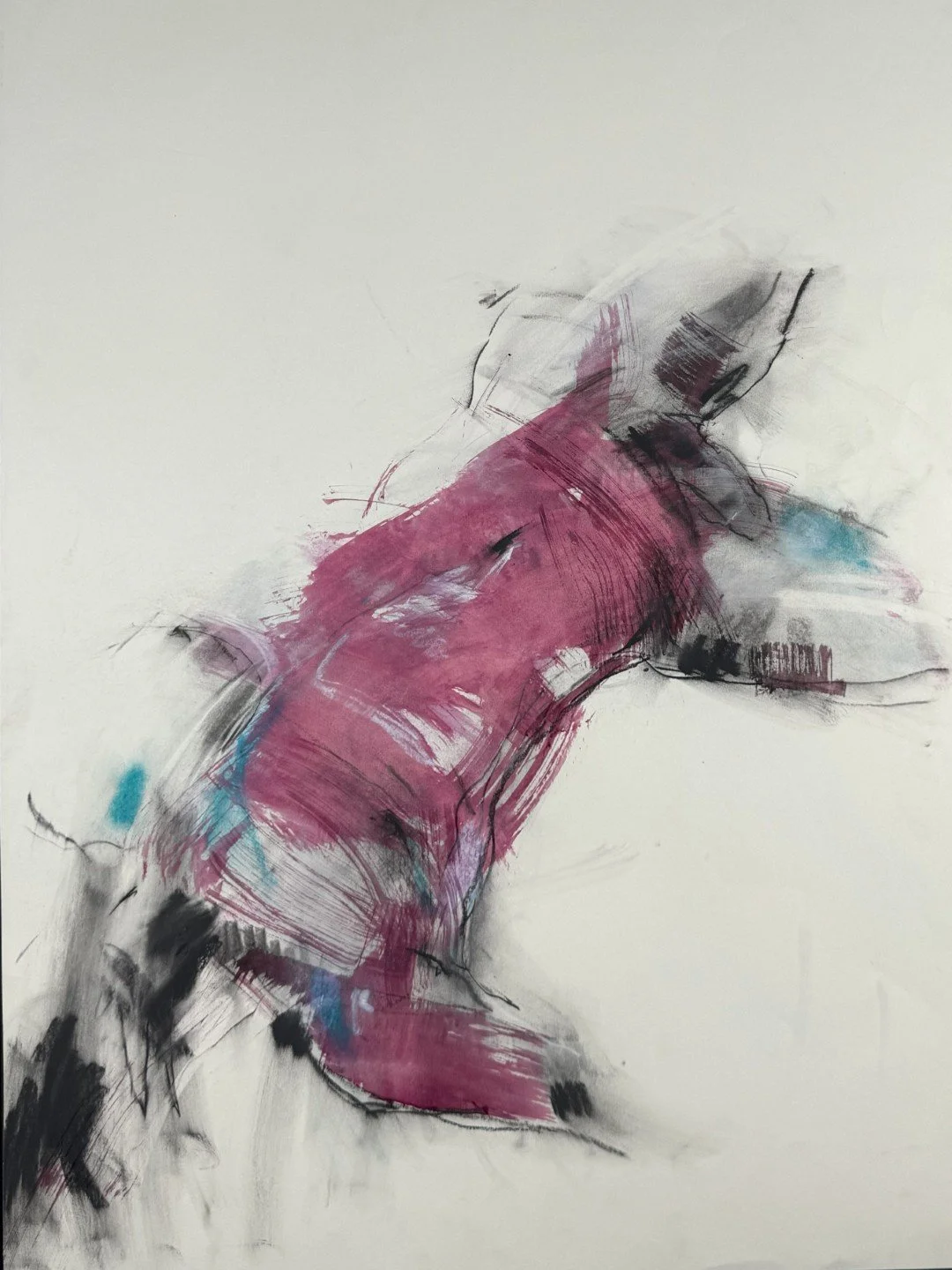 You shake my undertone 1 by Alla Samarina, life drawing of a male figure in motion, using ink, pastel and charcoal on paper.
