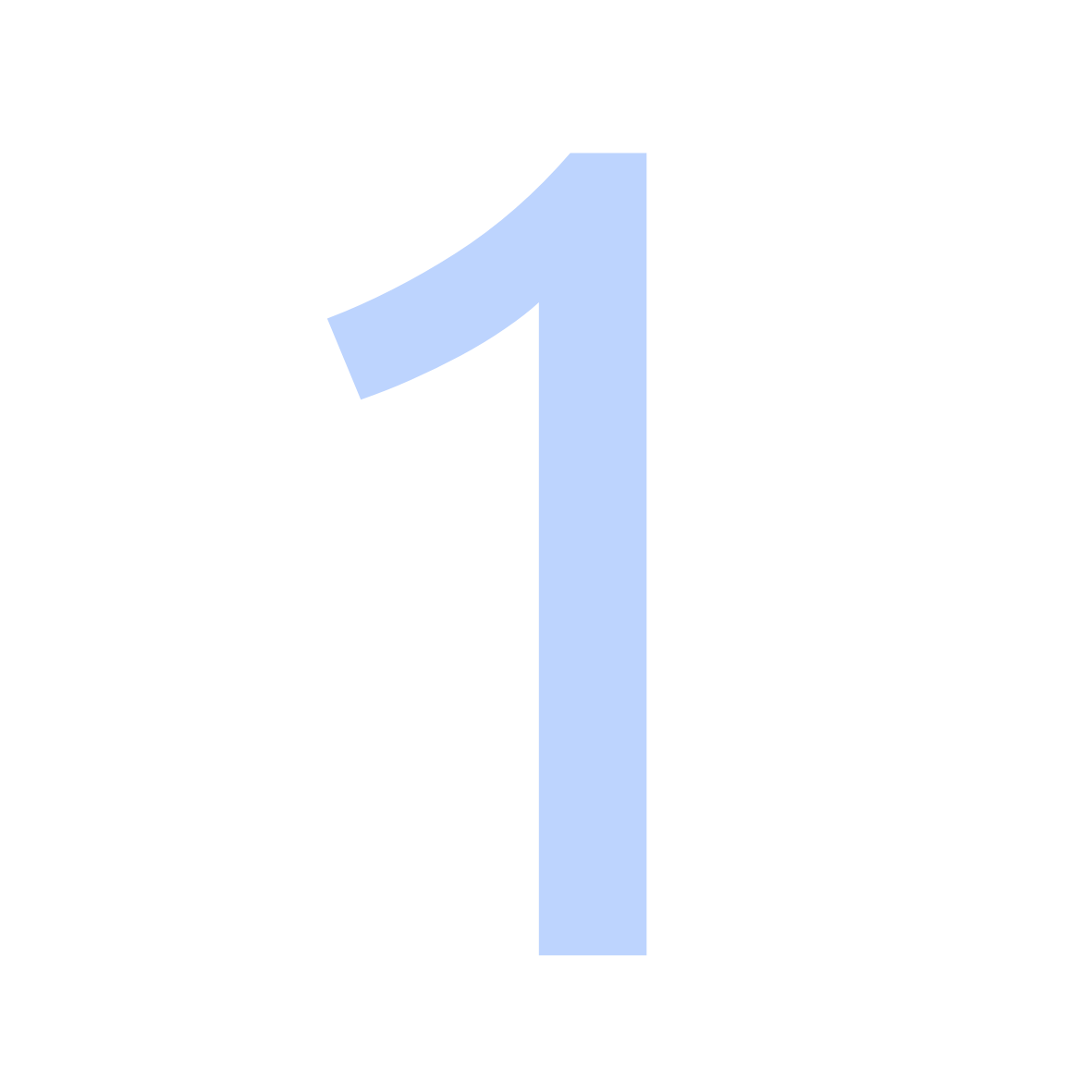 Large light blue number one in the center with the words 'Number 1' above, within a black circular border.