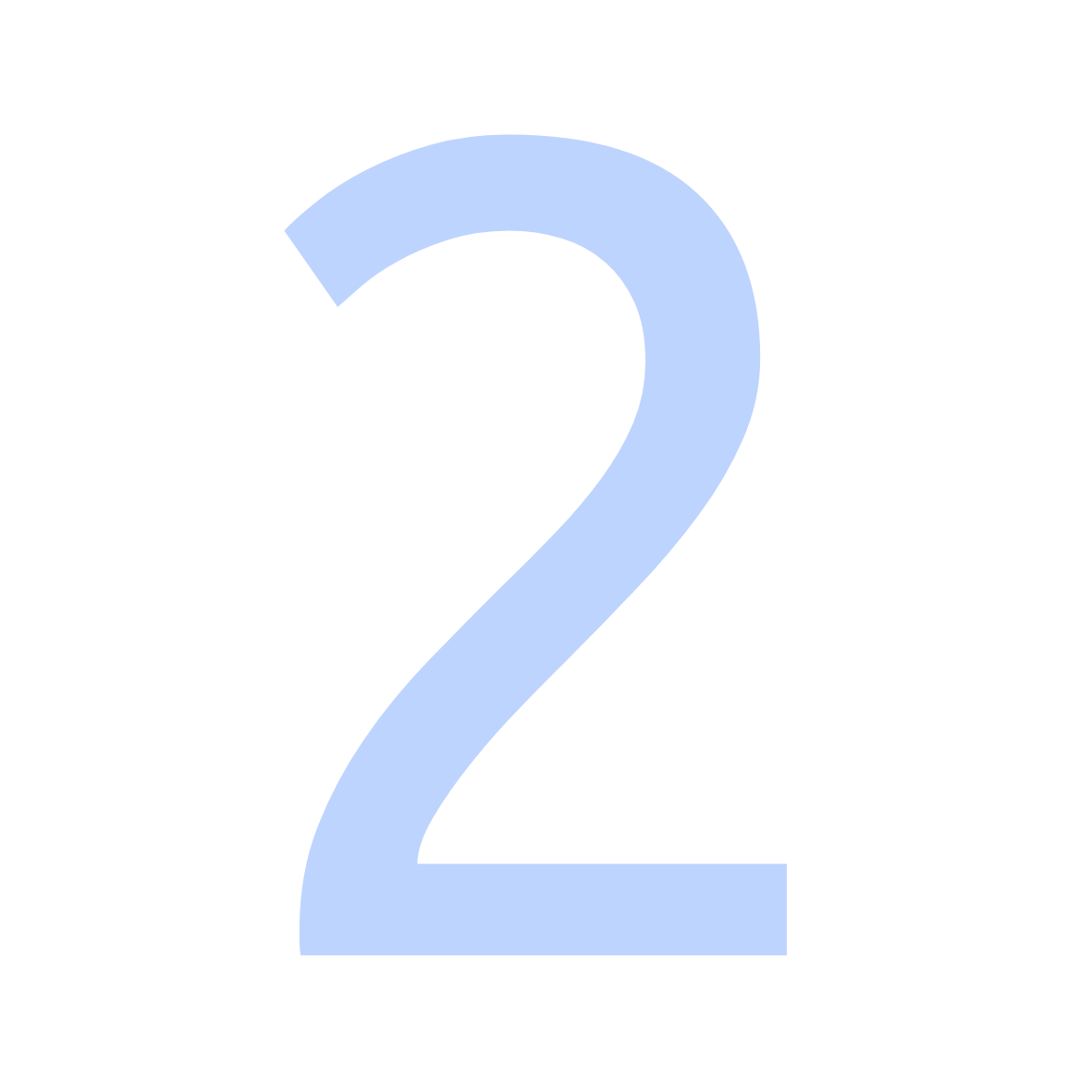 Light blue number 2 on a black background