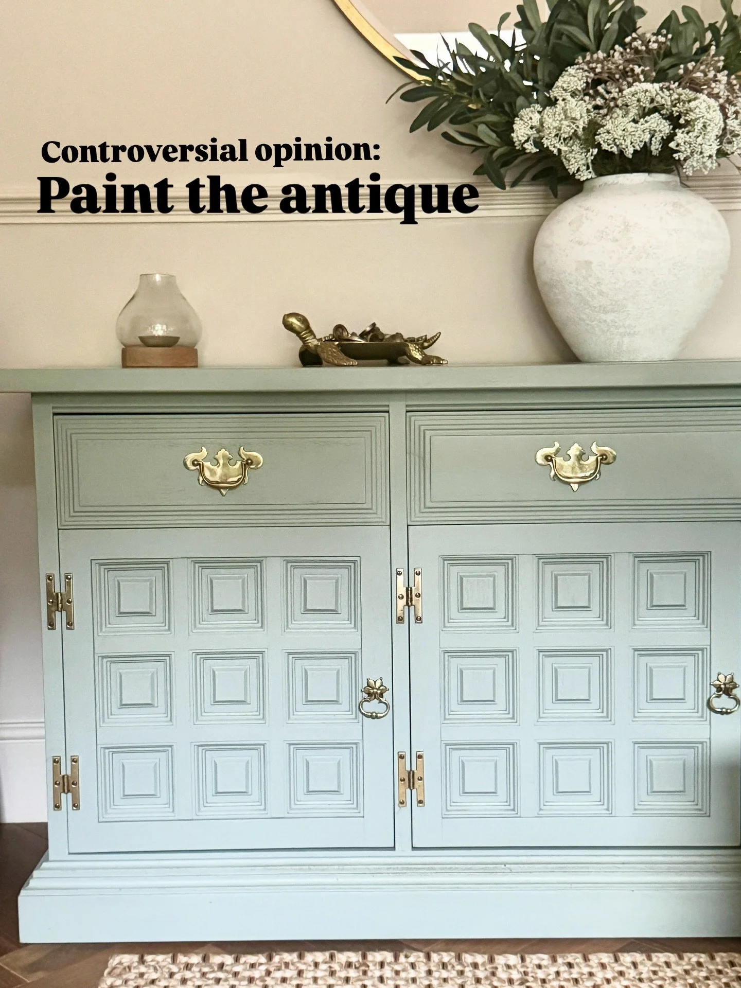 🎨 Controversial opinion: sometimes, painting antiques is the right choice.
This sideboard was in terrible condition when we sourced it. The oak had been mistreated by previous owners, and restoring the raw wood just wasn&rsquo;t possible. So instead