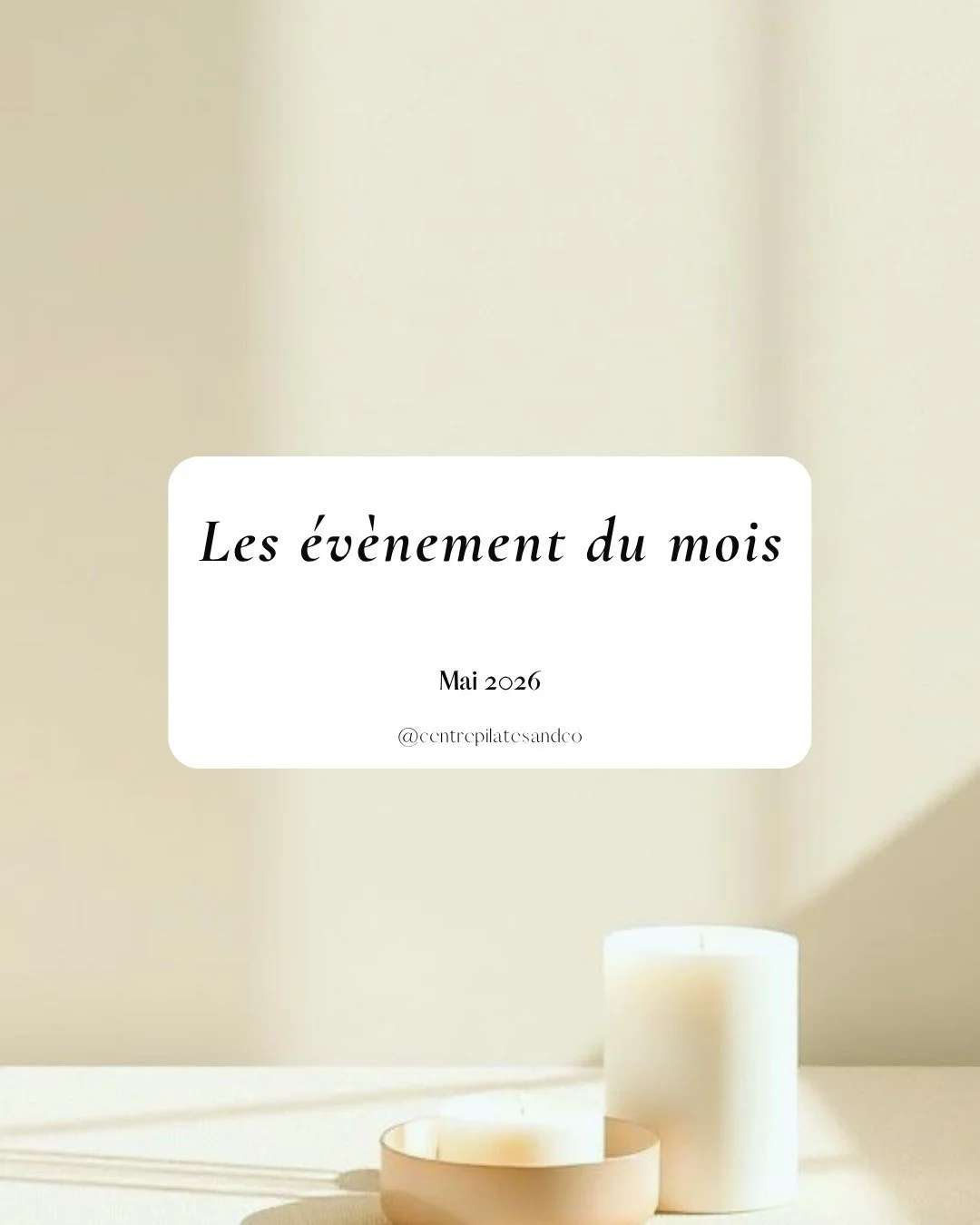 Ton agenda de Mai est arriv&eacute; ! 🗓️✨

On profite des beaux jours pour approfondir notre pratique et partager de jolis moments ensemble. Voici ce qui t'attend au Centre Pilates &amp; Co ce mois-ci :

🌙 Le 14 Mai (20h-22h) : Nuit Pilates
Une soi
