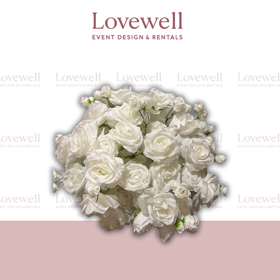 Lush Faux Floral Flower Ball - White