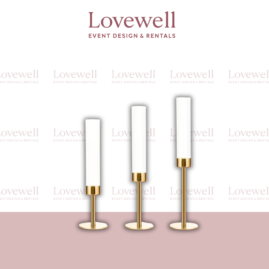 6-Piece Elegant Gold Metal Candlestick Holders