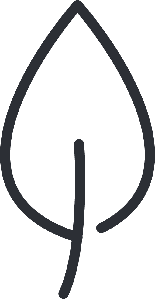 Icon of a leaf representing sustainable, eco-friendly materials used in Qube microcement furniture.