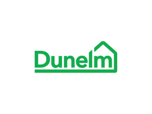Green company logo with the word 'Dunelm' and a house outline over the last letter.