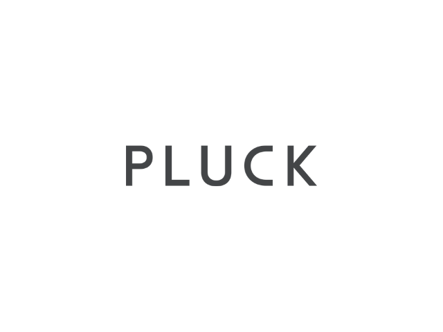The word 'PLUCK' written in bold capital letters on a white background.