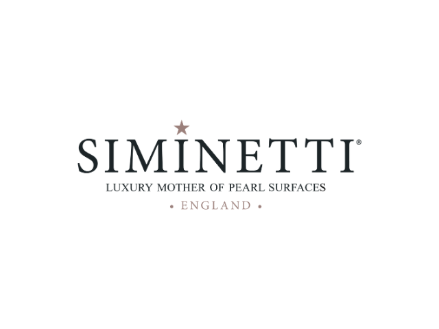 Logo for Siminetti, a luxury mother-of-pearl surfaces brand from England.