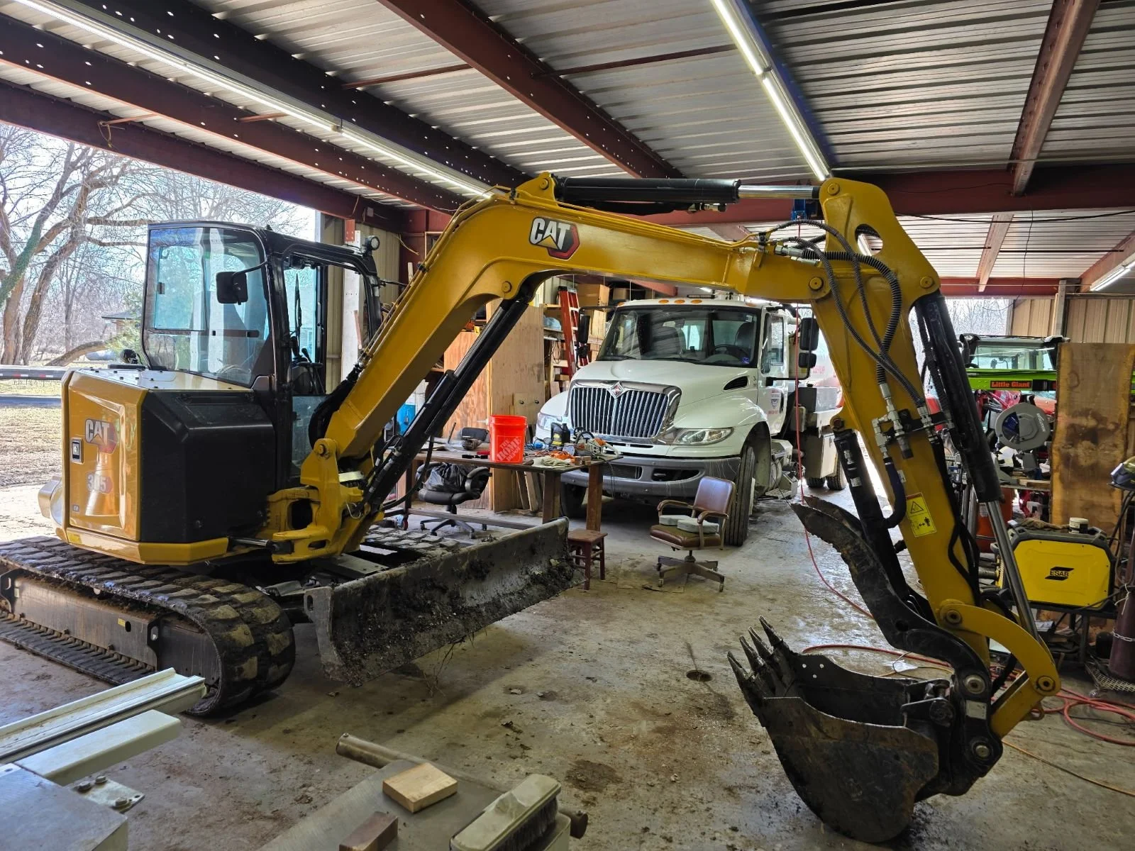 twin springs excavator in the shop