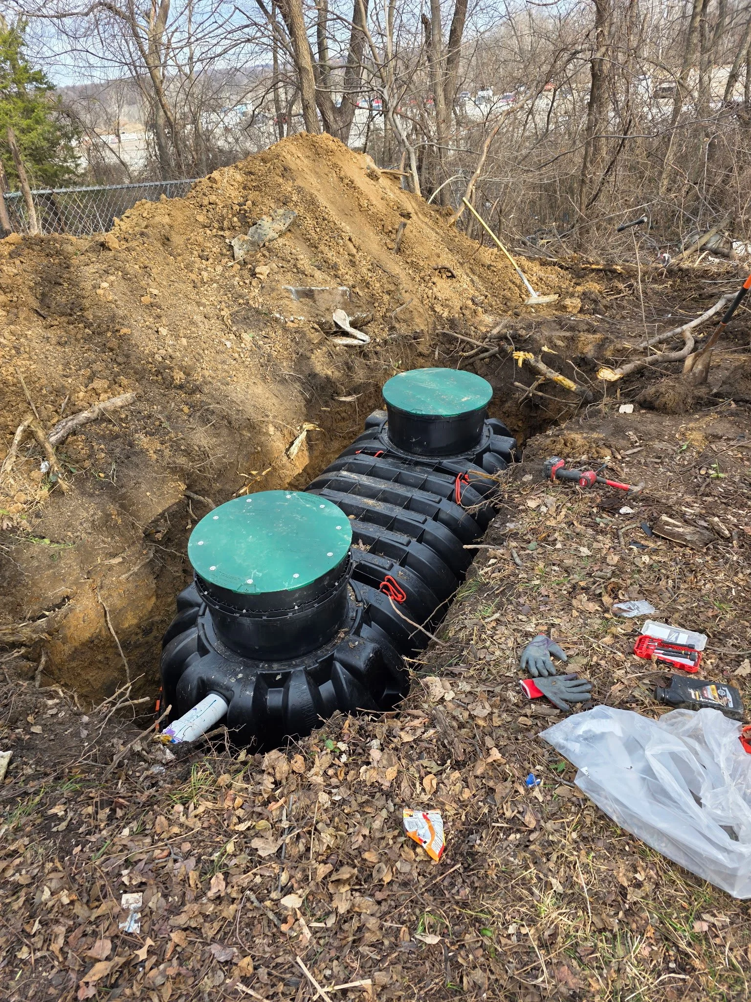 twin springs replacing a tank with the excavator