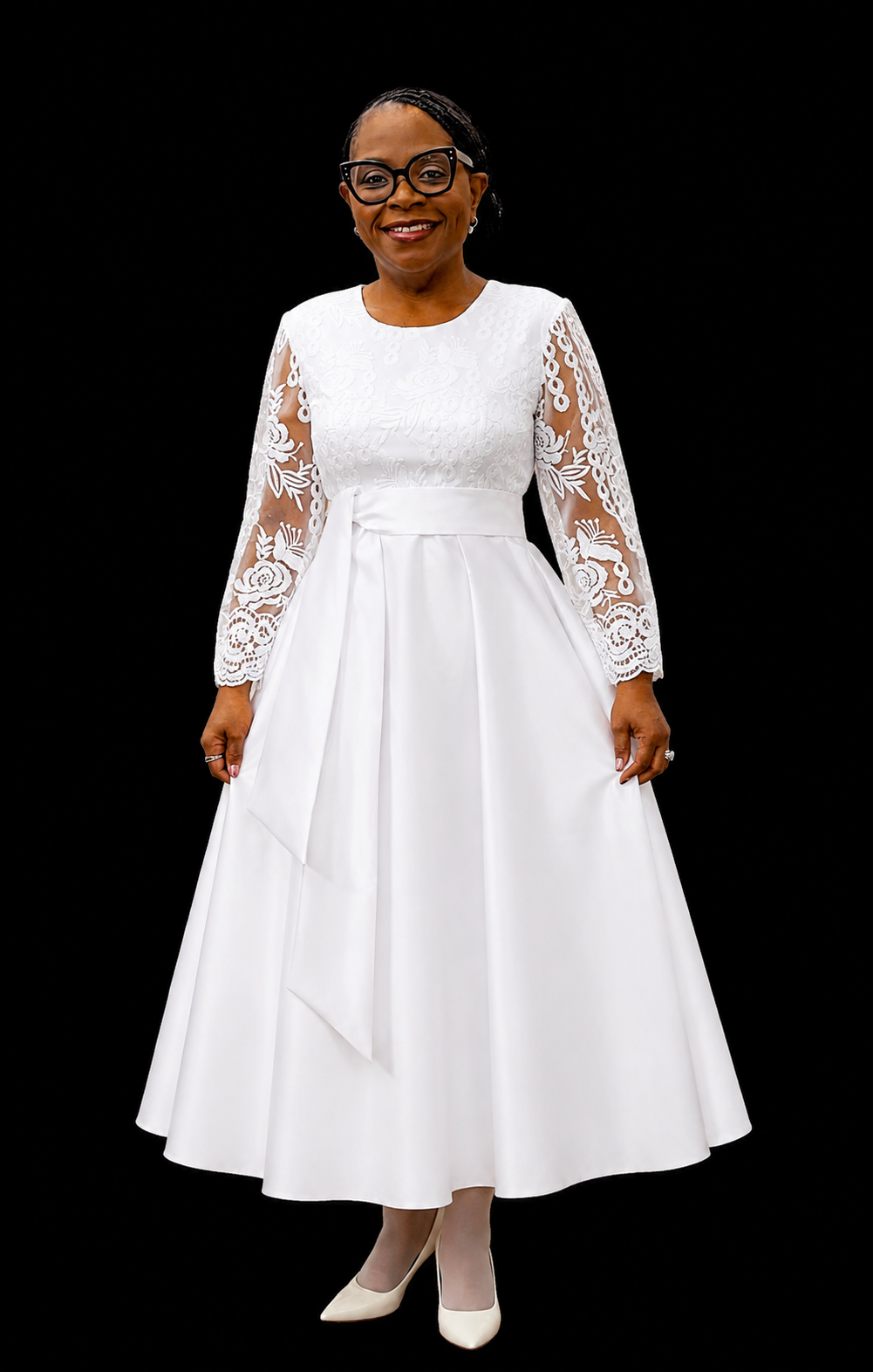 Timeless Grace Lace & Satin A-Line Dress - 1693