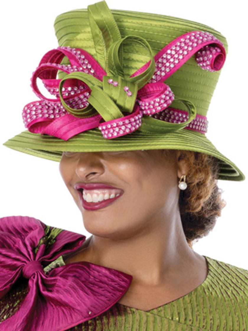 The Majestic Fuschia & Olive Couture Hat