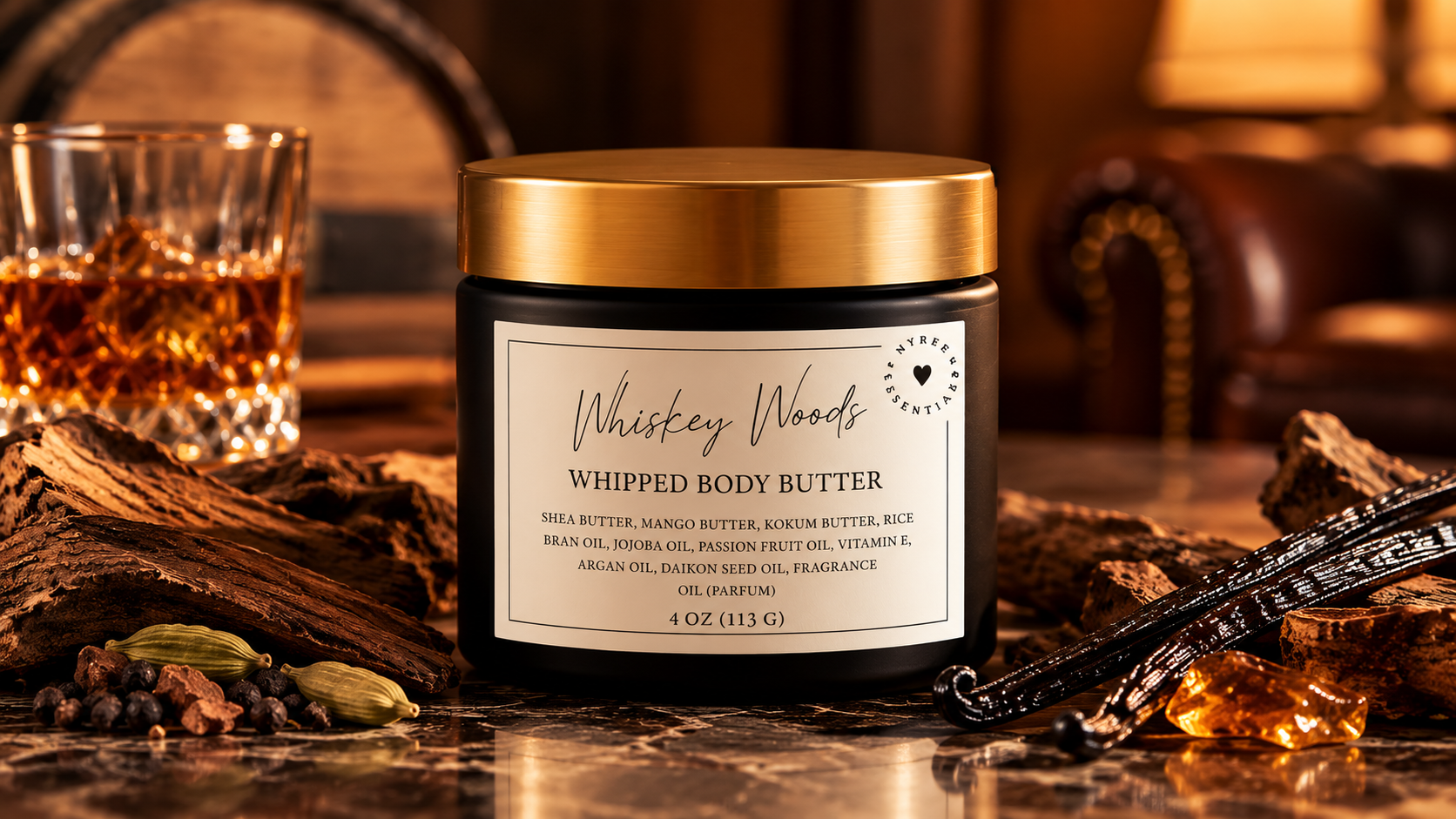 Whiskey Woods Body Butter in Amber Light.png