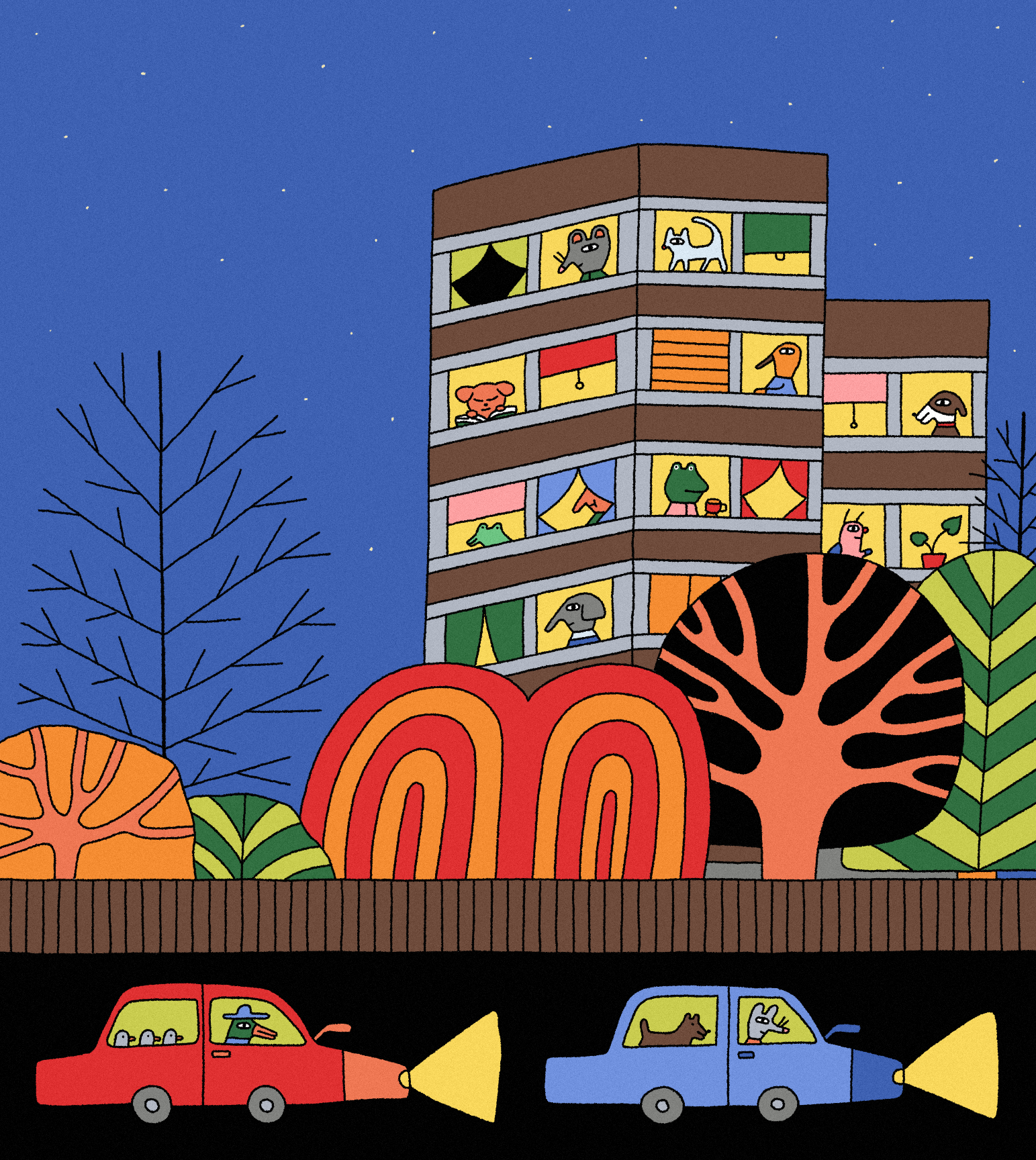 Flat Blocks at Night