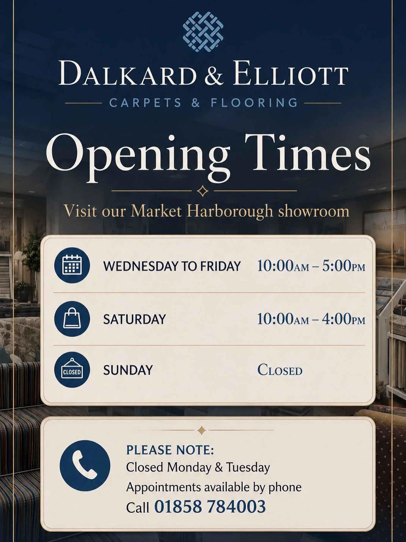 Opening Times
Wednesday to Friday: 10:00am to 5:00pm
Saturday: 10:00am to 4:00pm
Sunday: Closed