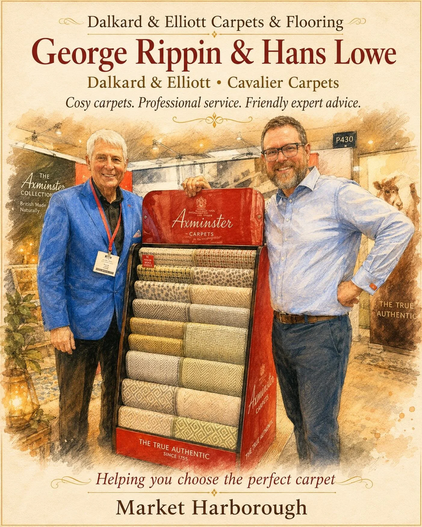 Happy memories with George and Hans. Cosy carpets, to suit your home. 

Dalkard &amp; Elliott Carpets &amp; Flooring in Market Harborough.

Proud to help customers across Market Harborough find beautiful flooring for every style of home.

#MarketHarb