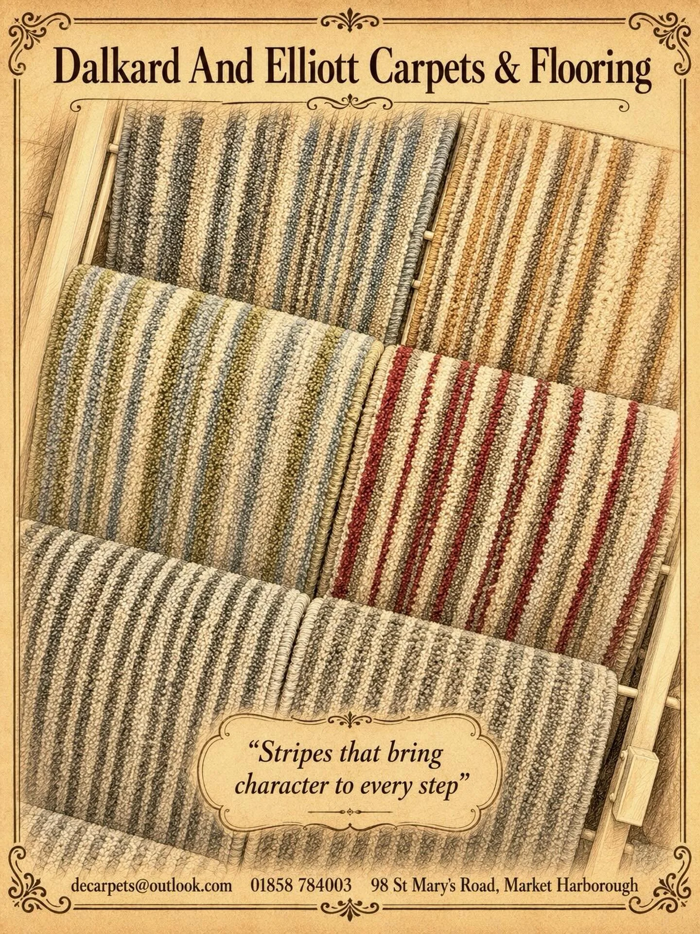 Beautiful stripe carpets for your home. These carpets make great conversational pieces. 

Beautiful carpets, vinyl and LVT flooring in Market Harborough. Visit Dalkard &amp; Elliott Carpets &amp; Flooring for friendly advice, quality flooring, free m